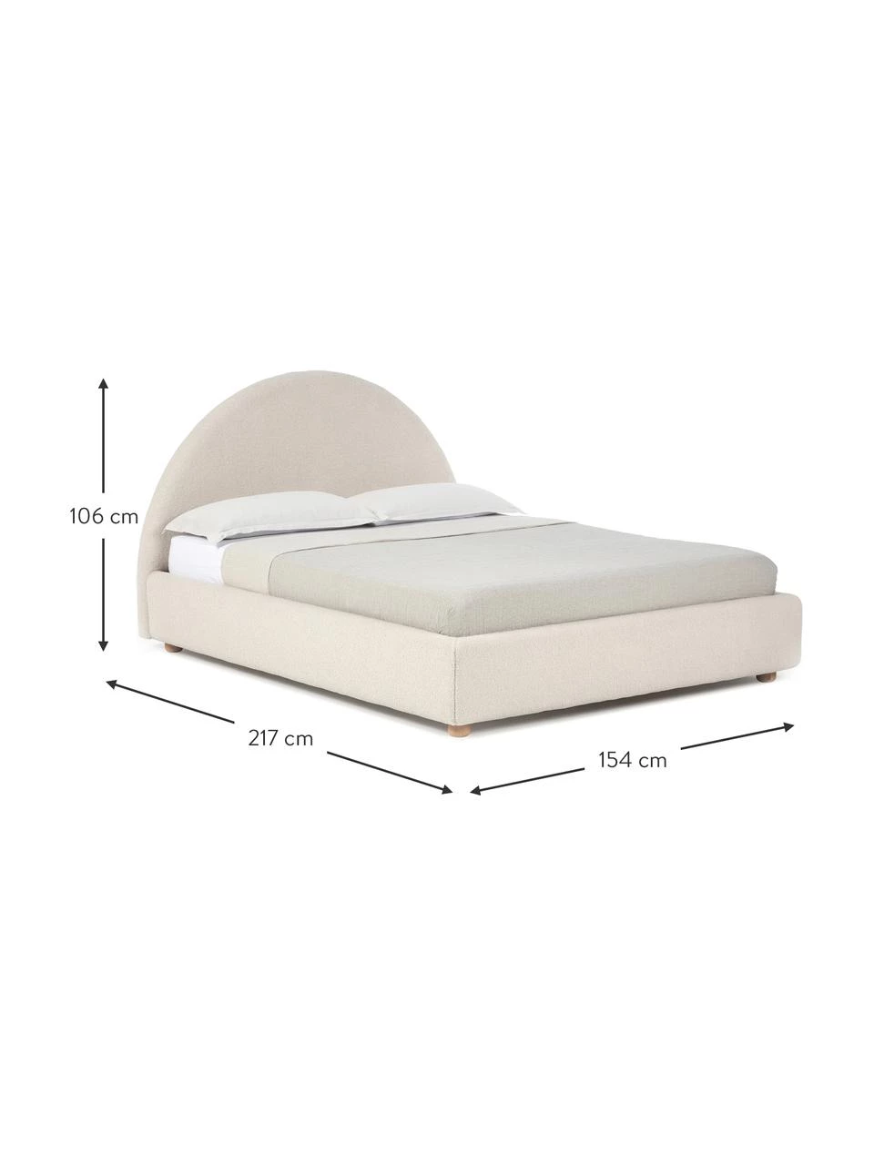 Westwing Collection Bouclé-Polsterbett Ebba mit Stauraumfunktion in Beige, 140 x 200 cm 2 Westwing Collection Bouclé-Polsterbett Ebba mit Stauraumfunktion in Beige, 140 x 200 cm – Bild 2
