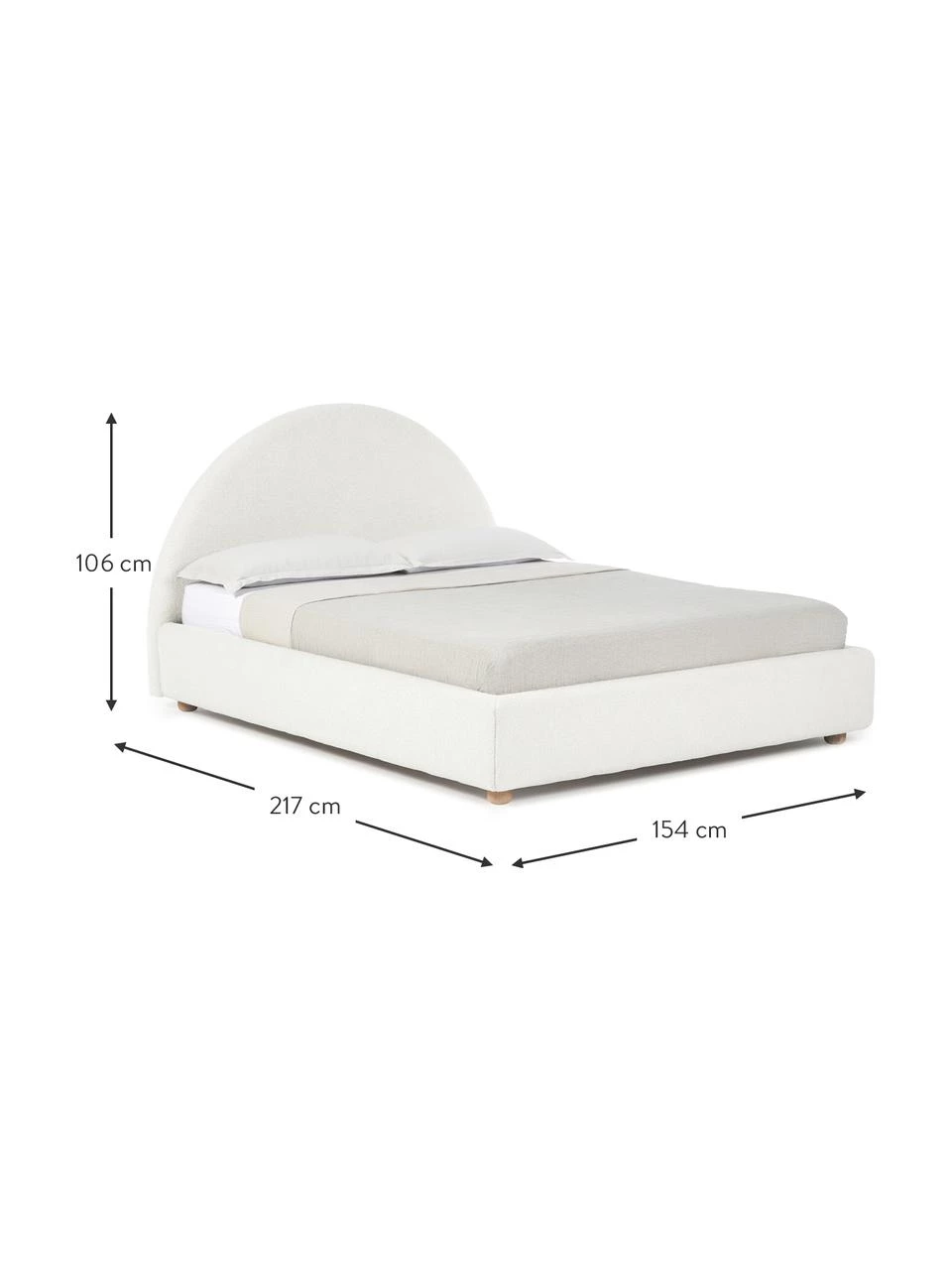 Westwing Collection Bouclé-Polsterbett Ebba mit Stauraumfunktion in Cremeweiß, 140 x 200 cm 2 Westwing Collection Bouclé-Polsterbett Ebba mit Stauraumfunktion in Cremeweiß, 140 x 200 cm – Bild 2