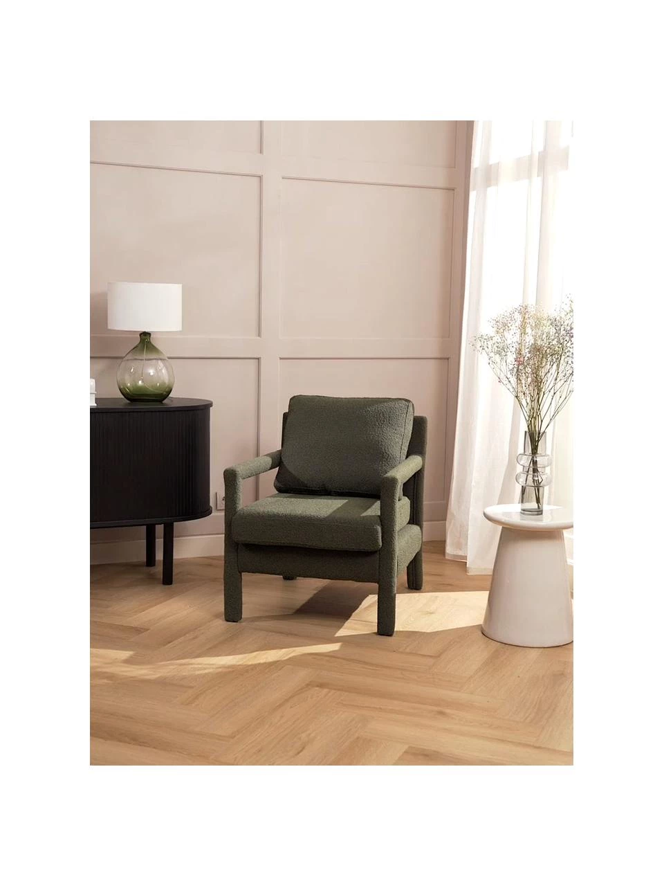 Westwing Collection Bouclé-Sessel Claudette in Grün, B 65 x T 75 cm 2 Westwing Collection Bouclé-Sessel Claudette in Grün, B 65 x T 75 cm – Bild 2