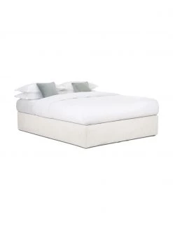 Westwing Collection Boxspringbett Enya ohne Kopfteil in Greige, 140 x 200 cm, Härtegrad H2