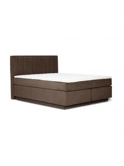 Westwing Collection Boxspringbett Livia mit Stauraumfunktion in Braun, B 140 x L 200 cm, Härtegrad 2