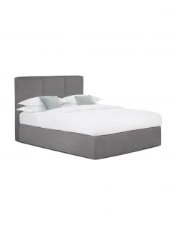 Westwing Collection Boxspringbett Oberon in Anthrazit, 140 x 200 cm, Härtegrad H2