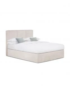 Westwing Collection Boxspringbett Oberon in Beige, 140 x 200 cm, Härtegrad H2