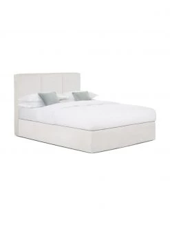 Westwing Collection Boxspringbett Oberon in Greige, 140 x 200 cm, Härtegrad H2