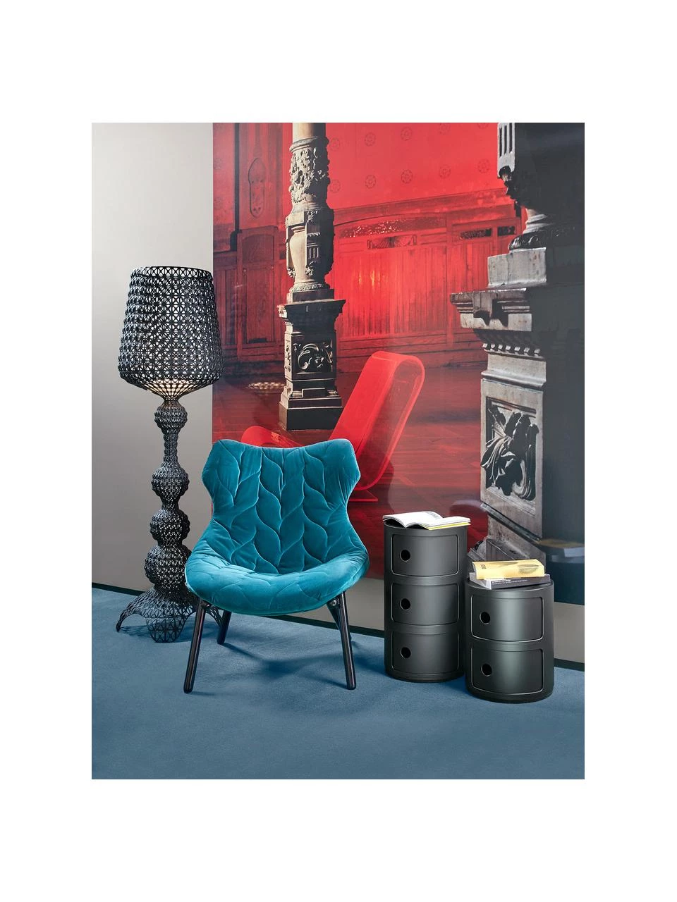 Kartell Design Container Componibili 2 Modules in Schwarz, Ø 32 x H 40 cm 2 Kartell Design Container Componibili 2 Modules in Schwarz, Ø 32 x H 40 cm – Bild 2