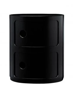 Kartell Design Container Componibili 2 Modules in Schwarz, Ø 32 x H 40 cm