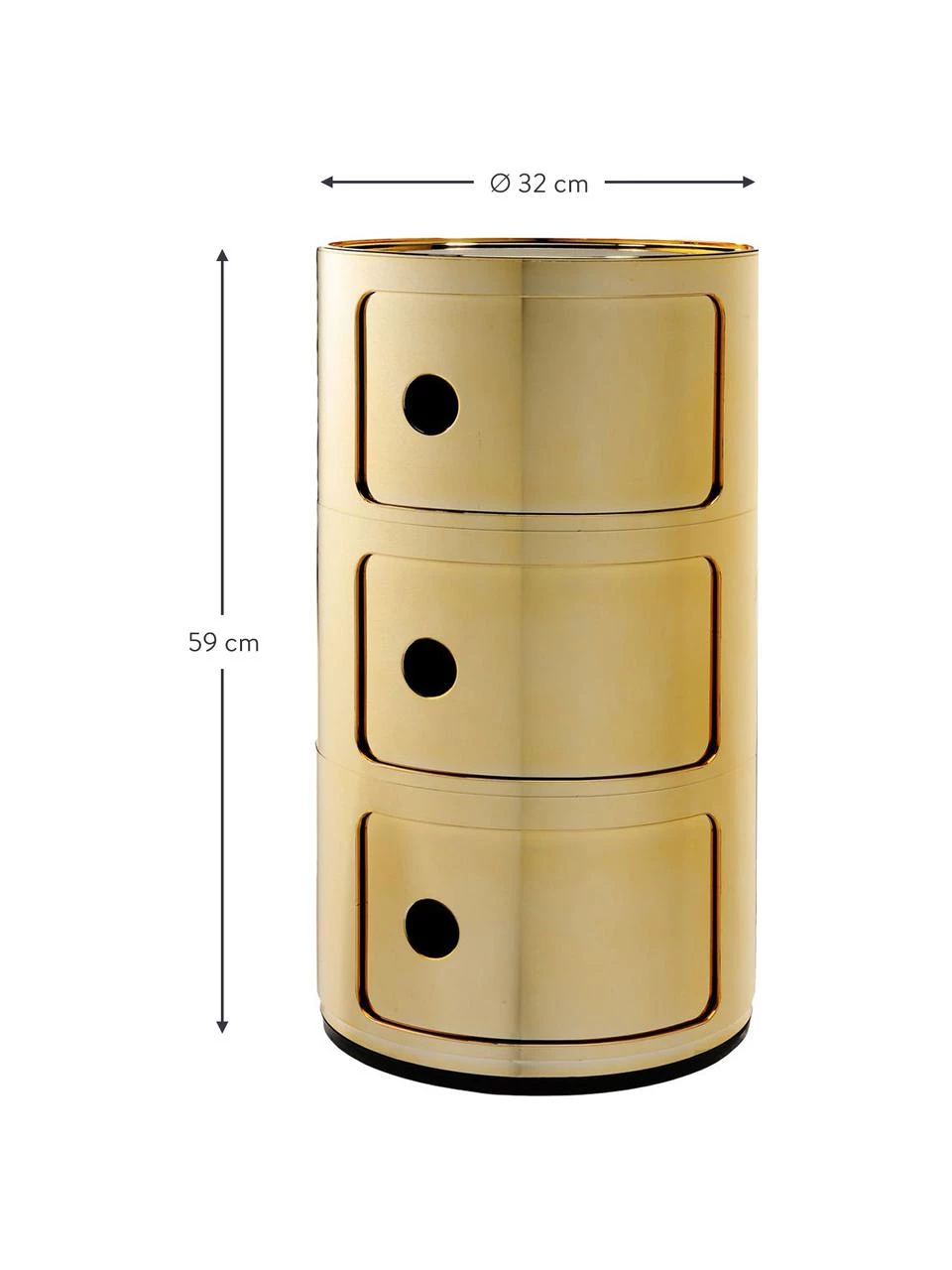 Kartell Design Container Componibili 3 Modules in Gold, Ø 32 x H 59 cm 3 Kartell Design Container Componibili 3 Modules in Gold, Ø 32 x H 59 cm – Bild 3