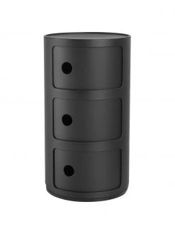 Kartell Design Container Componibili 3 Modules in Schwarz, Ø 32 x H 59 cm