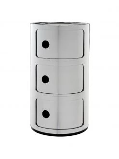Kartell Design Container Componibili 3 Modules in Silber, Ø 32 x H 59 cm