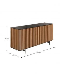 Design-Sideboard Linea mit Türen und Eichenholzfurnier, B 159 x H 74 cm -Schlafzimmer Verkäufe 2022 Design Sideboard Linea mit Turen und Eichenholzfurnier 2