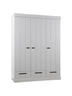 Drehtürenschrank Connect in Hellgrau, 3-türig, B 140 x H 195 cm