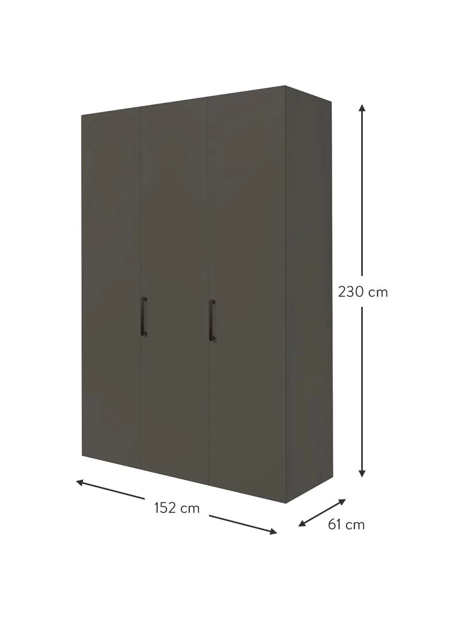 Drehtürenschrank Madison 3-türig, inkl. Montageservice, B 152 cm x H 230 cm 2 Drehtürenschrank Madison 3-türig, inkl. Montageservice, B 152 cm x H 230 cm – Bild 2
