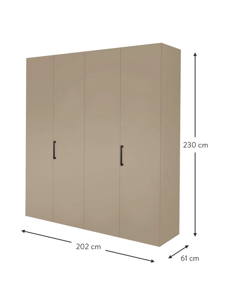 Drehtürenschrank Madison 4-türig, inkl. Montageservice, B 202 cm x H 230 cm 2 Drehtürenschrank Madison 4-türig, inkl. Montageservice, B 202 cm x H 230 cm – Bild 2