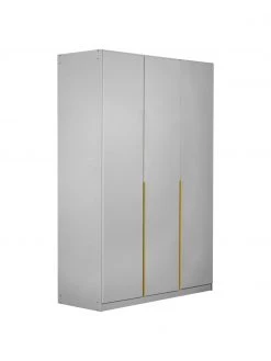 Drehtürenschrank Mia in Hellgrau, 3-türig, B 136 x H 210 cm