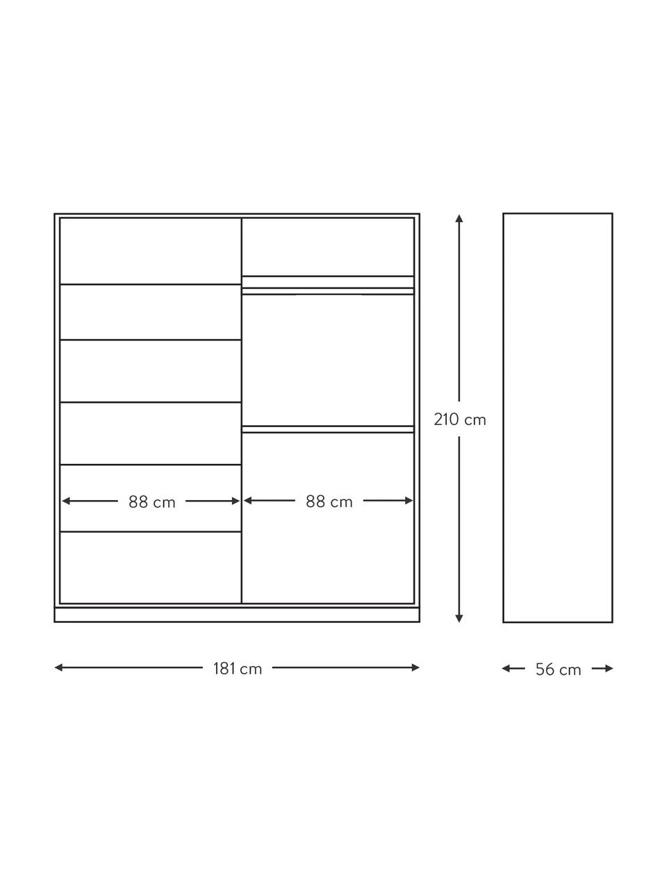 Drehtürenschrank Mia in Hellgrau, 4-türig, B 181 x H 210 cm 2 Drehtürenschrank Mia in Hellgrau, 4-türig, B 181 x H 210 cm – Bild 2