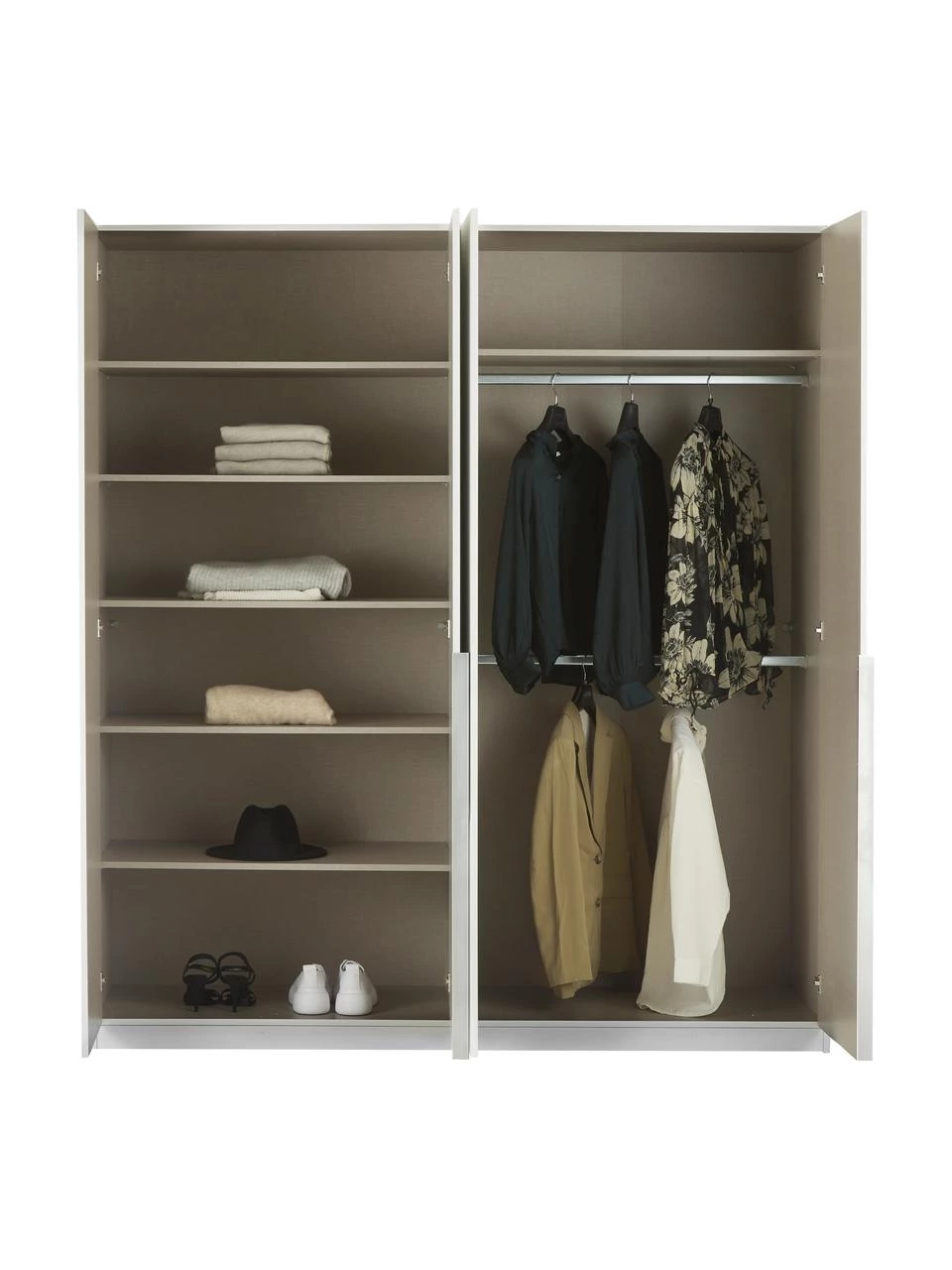 Drehtürenschrank Mia in Hellgrau, 4-türig, B 181 x H 210 cm 4 Drehtürenschrank Mia in Hellgrau, 4-türig, B 181 x H 210 cm – Bild 4