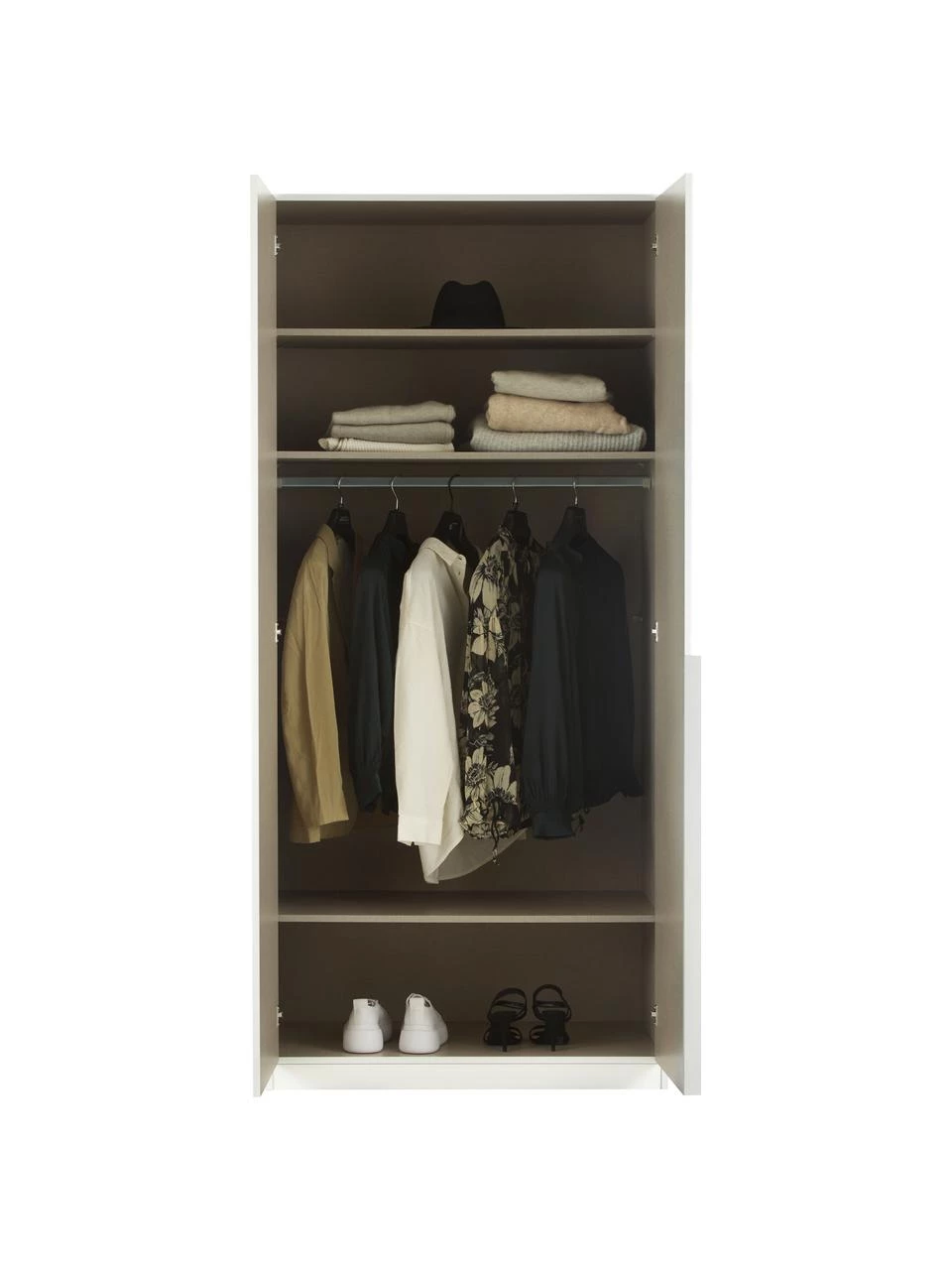 Drehtürenschrank Mia in Weiß, 2-türig, B 91 x H 210 cm 3 Drehtürenschrank Mia in Weiß, 2-türig, B 91 x H 210 cm – Bild 3
