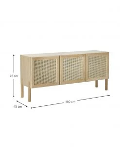 Westwing Collection Eichenholz-Sideboard Jolie mit Wiener Geflecht, B 160 x H 75 cm -Schlafzimmer Verkäufe 2022 Eichenholz Sideboard Jolie mit Wiener Geflecht 3