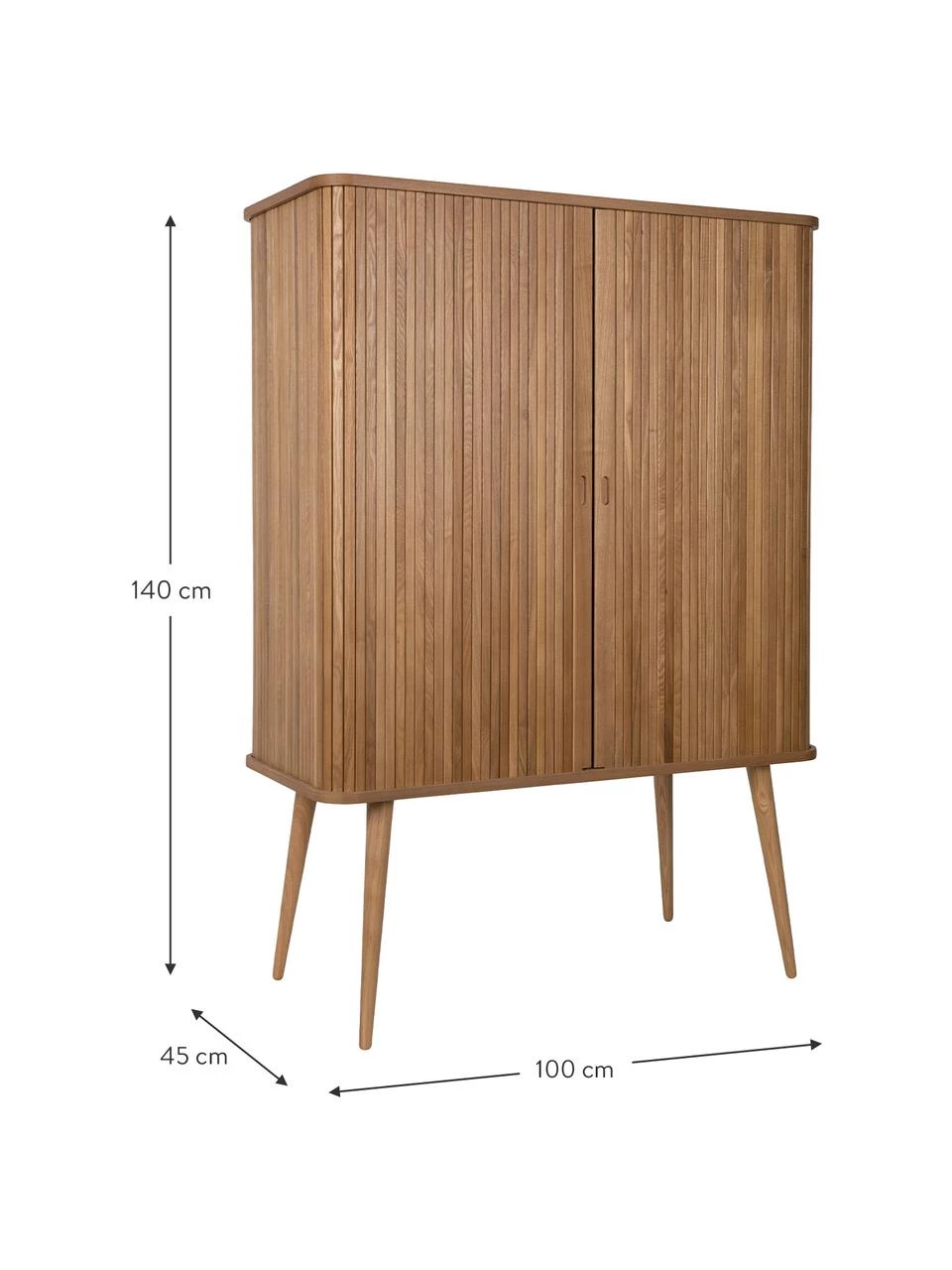 Zuiver Highboard Barbier mit Schiebetür und geriffelter Front, B 100 x H 140 cm 3 Zuiver Highboard Barbier mit Schiebetür und geriffelter Front, B 100 x H 140 cm – Bild 3