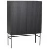 Rowico Highboard Halifax mit geriffelter Front in Schwarz, B 100 x H 140 cm
