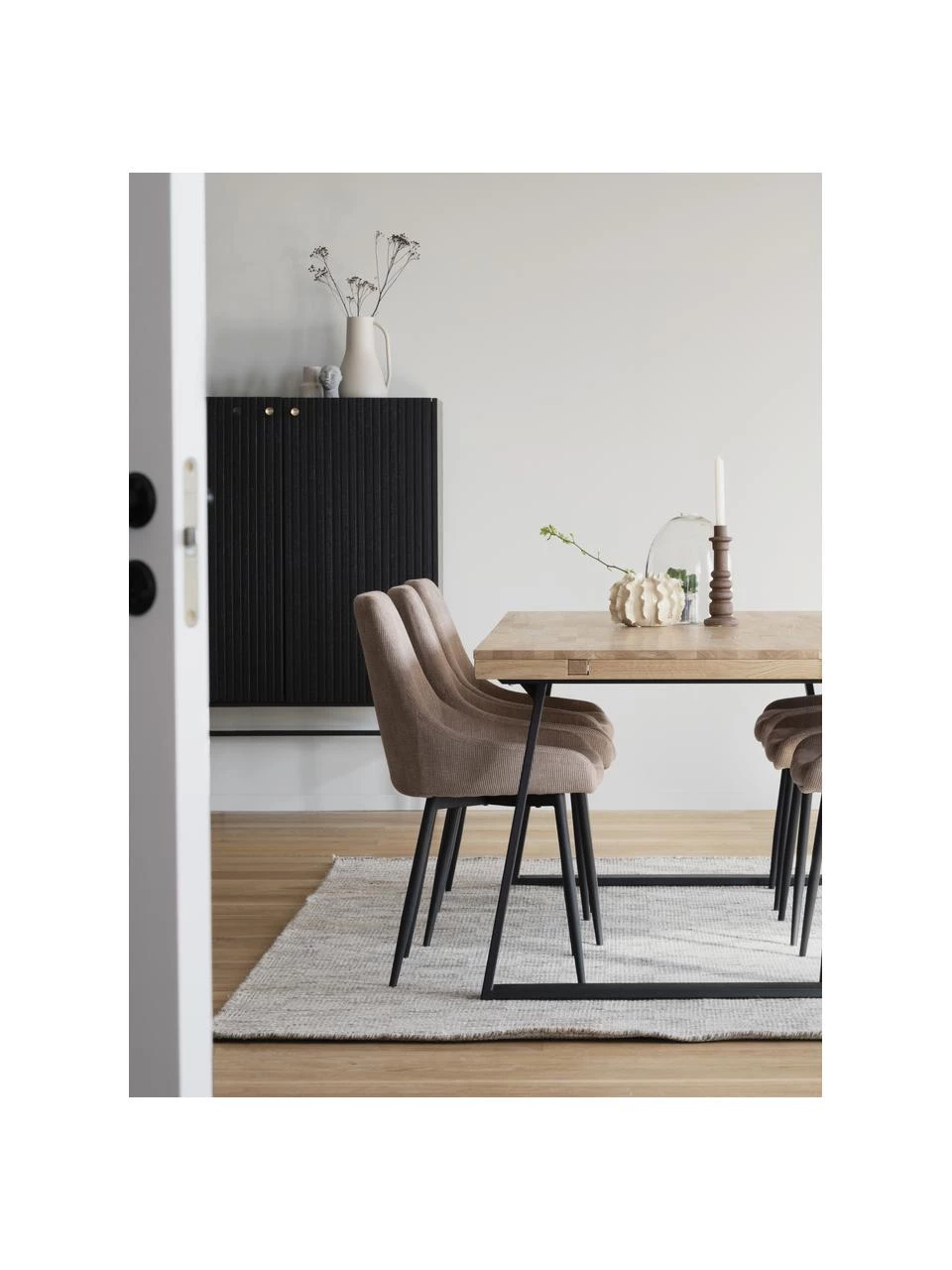 Rowico Highboard Halifax mit geriffelter Front in Schwarz, B 100 x H 140 cm 5 Rowico Highboard Halifax mit geriffelter Front in Schwarz, B 100 x H 140 cm – Bild 5