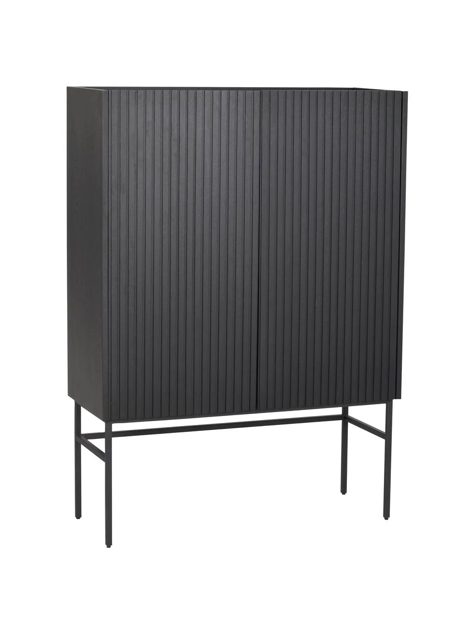 Rowico Highboard Halifax mit geriffelter Front in Schwarz, B 100 x H 140 cm 1 Rowico Highboard Halifax mit geriffelter Front in Schwarz, B 100 x H 140 cm