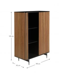 Highboard Linea mit Schiebetür und geriffelter Front, B 98 x H 135 cm -Schlafzimmer Verkäufe 2022 Highboard Linea mit Schiebetur und geriffelter Front 2