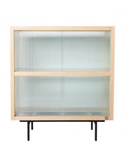 HKliving Highboard Oli mit Glas-Schiebetüren, B 80 x H 89 cm