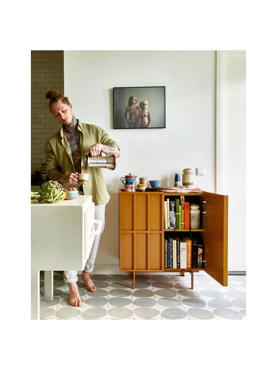 HKliving Highboard Pebble in Orange, B 80 x H 89 cm 2 HKliving Highboard Pebble in Orange, B 80 x H 89 cm – Bild 2