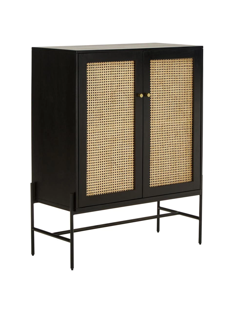 Westwing Collection Highboard Vienna mit Wiener Geflecht in Schwarz, B 100 x H 120 cm 1 Westwing Collection Highboard Vienna mit Wiener Geflecht in Schwarz, B 100 x H 120 cm