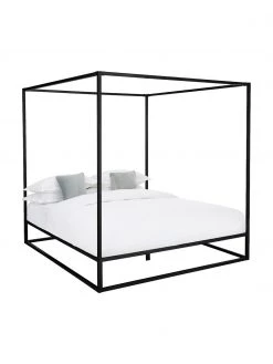 Westwing Collection Himmelbett Belle aus Metall in Schwarz, 160 x 200 cm