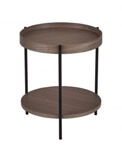 Westwing Collection Holz-Beistelltisch Renee in Dunkelbraun, Ø 44 x H 49 cm