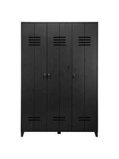Vtwonen Holz-Kleiderschrank Locker in Schwarz, 3-türig, B 123 x H 186 cm