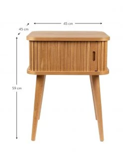 Zuiver Holz-Nachttisch Barbier mit Schiebetür und geriffelter Front in Hellbraun, B 45 x H 59 cm -Schlafzimmer Verkäufe 2022 Holz Nachttisch Barbier mit Schiebetur und geriffelter Front in Hellbraun 2