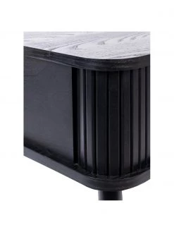 Zuiver Holz-Nachttisch Barbier mit Schiebetür und geriffelter Front in Schwarz, B 45 x H 59 cm -Schlafzimmer Verkäufe 2022 Holz Nachttisch Barbier mit Schiebetur und geriffelter Front in Schwarz 5