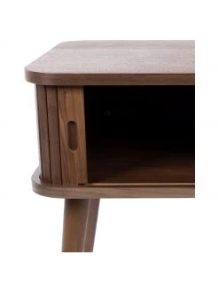 Zuiver Holz-Nachttisch Barbier mit Schiebetür und geriffelter Front in Walnussfarben, B 45 x H 59 cm -Schlafzimmer Verkäufe 2022 Holz Nachttisch Barbier mit Schiebetur und geriffelter Front in Walnussfarben 4