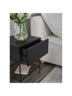 Westwing Collection Holz-Nachttisch Johanna mit Schublade in Schwarz, B 45 x H 56 cm -Schlafzimmer Verkäufe 2022 Holz Nachttisch Johanna mit Schublade in Schwarz 2