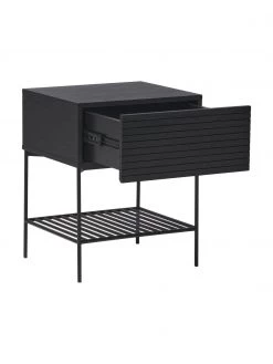 Westwing Collection Holz-Nachttisch Johanna mit Schublade in Schwarz, B 45 x H 56 cm -Schlafzimmer Verkäufe 2022 Holz Nachttisch Johanna mit Schublade in Schwarz 5