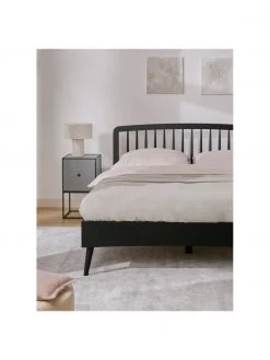 Westwing Collection Holzbett Signe mit Kopfteil in Schwarz, 140 x 200 cm -Schlafzimmer Verkäufe 2022 Holzbett Signe mit Kopfteil in Schwarz 3