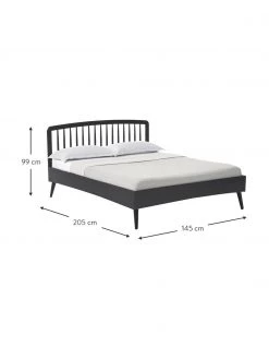 Westwing Collection Holzbett Signe mit Kopfteil in Schwarz, 140 x 200 cm -Schlafzimmer Verkäufe 2022 Holzbett Signe mit Kopfteil in Schwarz 4