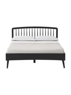 Westwing Collection Holzbett Signe mit Kopfteil in Schwarz, 140 x 200 cm -Schlafzimmer Verkäufe 2022 Holzbett Signe mit Kopfteil in Schwarz 5