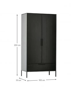 Kleiderschrank Adam in Schwarz, 2-türig, B 100 x H 200 cm -Schlafzimmer Verkäufe 2022 Kleiderschrank Adam in Schwarz 2 turig 2