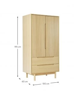 Westwing Collection Kleiderschrank Cassy aus Eichenholzfurnier, 2-türig, B 100 x H 195 cm -Schlafzimmer Verkäufe 2022 Kleiderschrank Cassy aus Eichenholzfurnier 2 turig 2