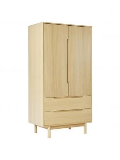 Westwing Collection Kleiderschrank Cassy aus Eichenholzfurnier, 2-türig, B 100 x H 195 cm