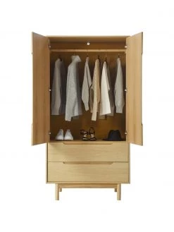 Westwing Collection Kleiderschrank Cassy aus Eichenholzfurnier, 2-türig, B 100 x H 195 cm -Schlafzimmer Verkäufe 2022 Kleiderschrank Cassy aus Eichenholzfurnier 2 turig 3