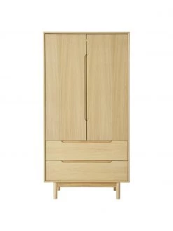 Westwing Collection Kleiderschrank Cassy aus Eichenholzfurnier, 2-türig, B 100 x H 195 cm -Schlafzimmer Verkäufe 2022 Kleiderschrank Cassy aus Eichenholzfurnier 2 turig 4