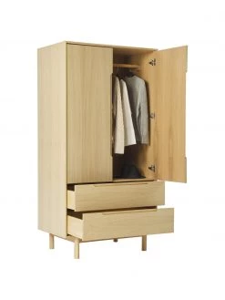 Westwing Collection Kleiderschrank Cassy aus Eichenholzfurnier, 2-türig, B 100 x H 195 cm -Schlafzimmer Verkäufe 2022 Kleiderschrank Cassy aus Eichenholzfurnier 2 turig 5
