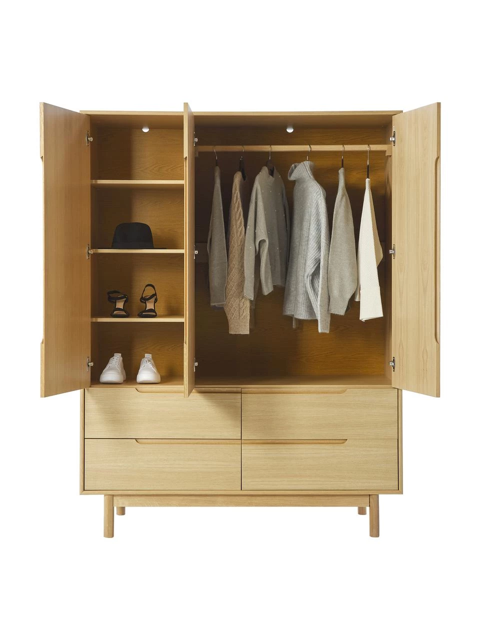 Westwing Collection Kleiderschrank Cassy aus Eichenholzfurnier, 3-türig, B 148 x H 195 cm 3 Westwing Collection Kleiderschrank Cassy aus Eichenholzfurnier, 3-türig, B 148 x H 195 cm – Bild 3