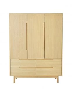 Westwing Collection Kleiderschrank Cassy aus Eichenholzfurnier, 3-türig, B 148 x H 195 cm