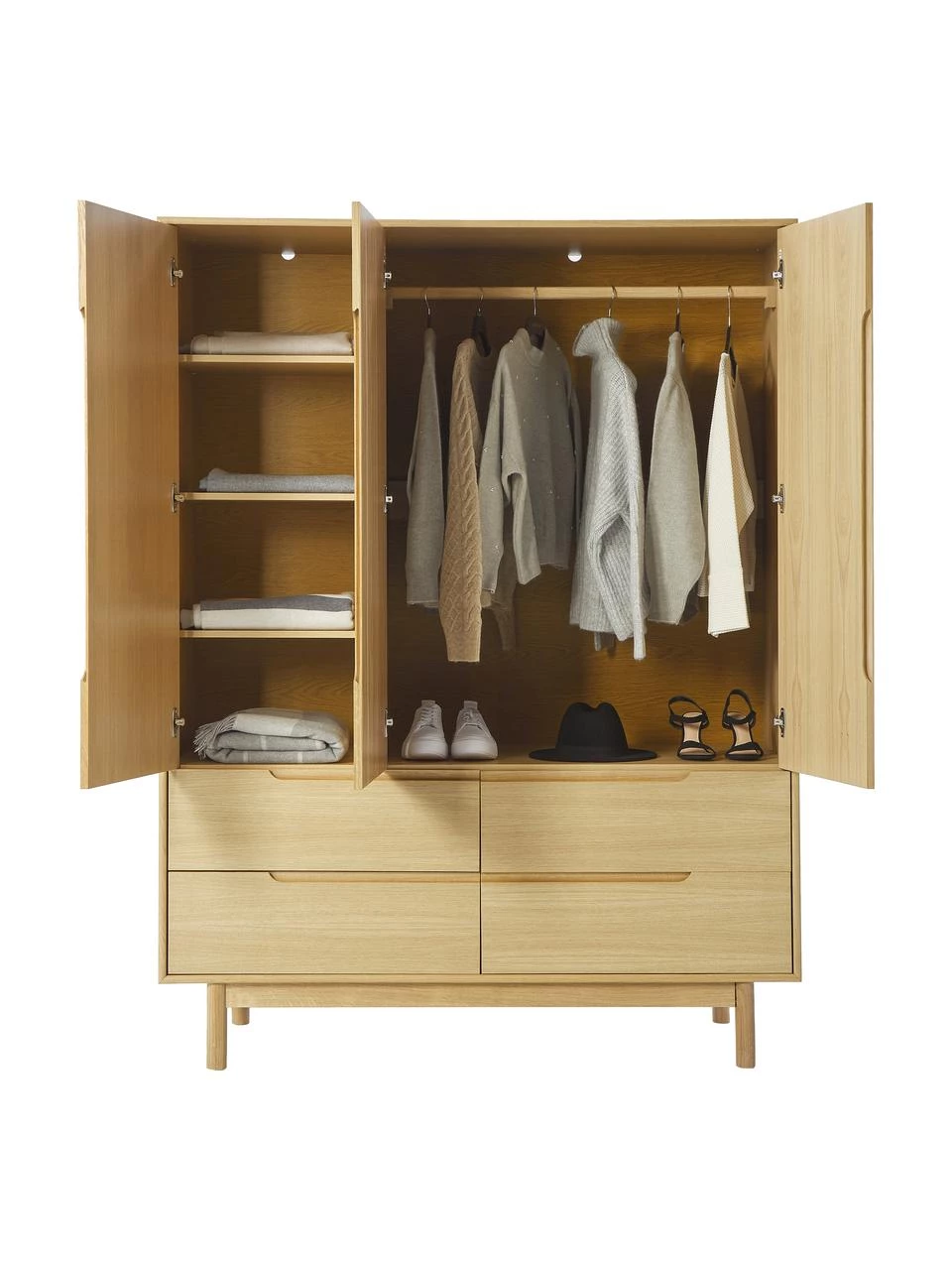 Westwing Collection Kleiderschrank Cassy aus Eichenholzfurnier, 3-türig, B 148 x H 195 cm 5 Westwing Collection Kleiderschrank Cassy aus Eichenholzfurnier, 3-türig, B 148 x H 195 cm – Bild 5